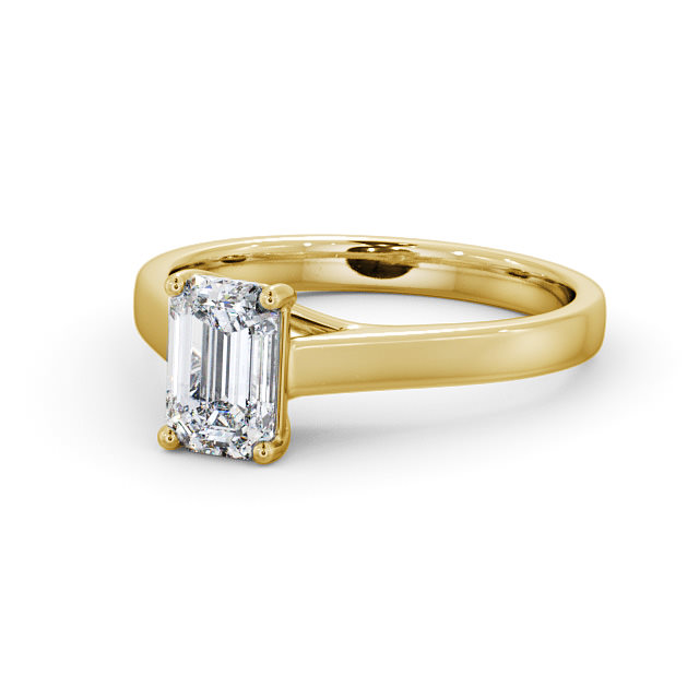 Emerald Diamond Engagement Ring 9K Yellow Gold Solitaire - Knightly ENEM24_YG_FLAT