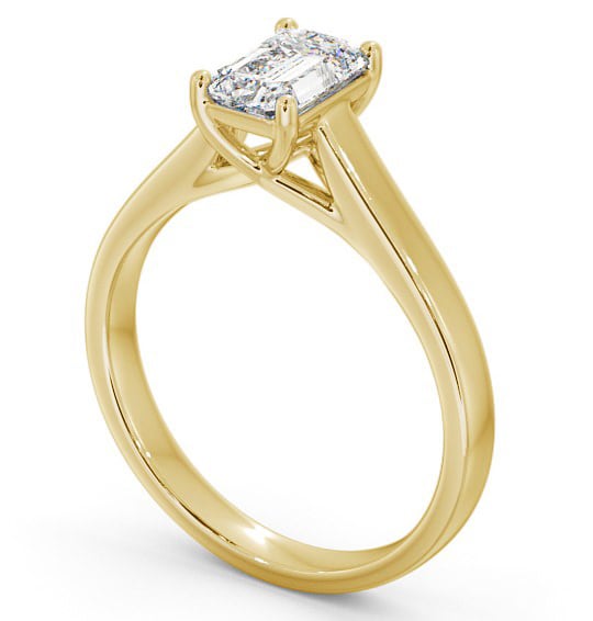 Emerald Diamond Trellis Design Engagement Ring 18K Yellow Gold Solitaire ENEM24_YG_THUMB1
