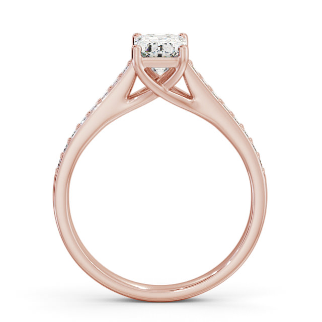 Emerald Diamond Engagement Ring 9K Rose Gold Solitaire With Side Stones - Oteley ENEM24S_RG_UP