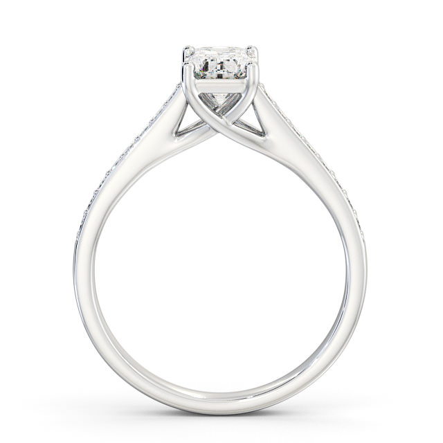 Emerald Diamond Engagement Ring Palladium Solitaire With Side Stones - Oteley ENEM24S_WG_UP