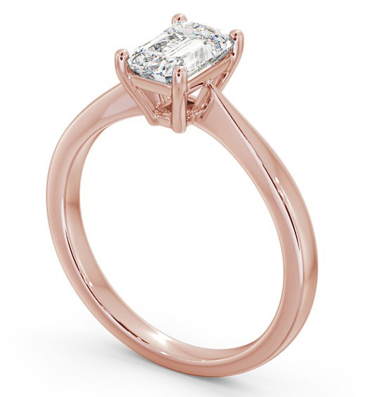 Emerald Diamond Pinched Band Engagement Ring 9K Rose Gold Solitaire ENEM25_RG_THUMB1