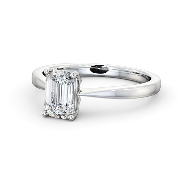Emerald Diamond Engagement Ring 18K White Gold Solitaire - Marilena ENEM25_WG_FLAT