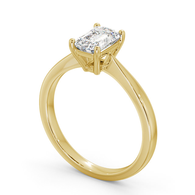 Emerald Diamond Engagement Ring 18K Yellow Gold Solitaire - Marilena ENEM25_YG_SIDE