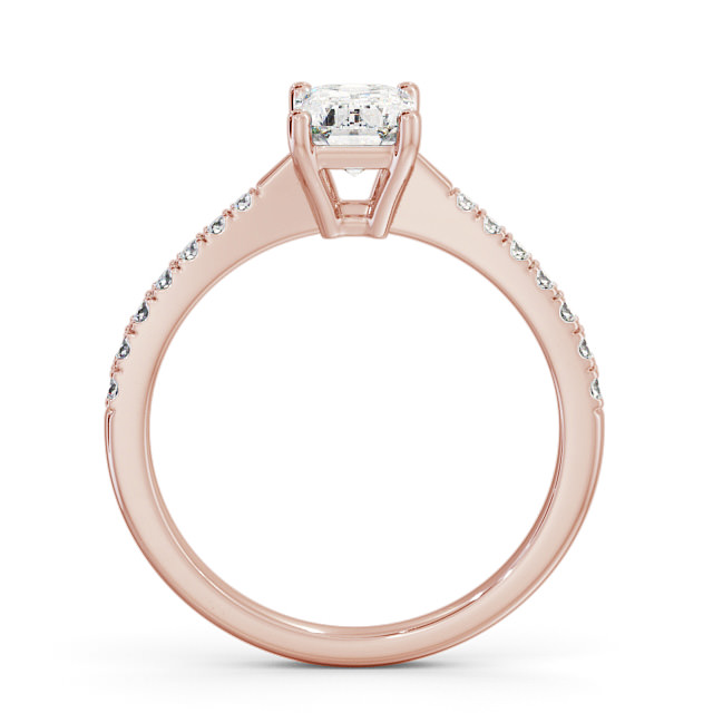 Emerald Diamond Engagement Ring 9K Rose Gold Solitaire With Side Stones - Witton ENEM25S_RG_UP
