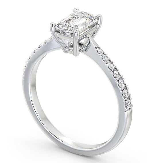  Emerald Diamond Engagement Ring Palladium Solitaire With Side Stones - Witton ENEM25S_WG_THUMB1 