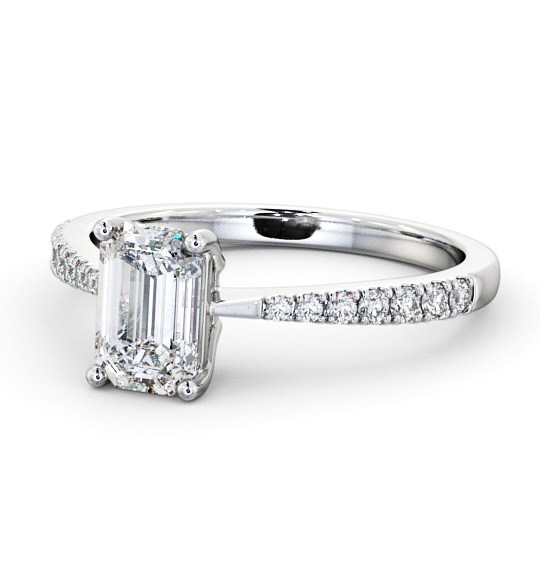  Emerald Diamond Engagement Ring Palladium Solitaire With Side Stones - Witton ENEM25S_WG_THUMB2 