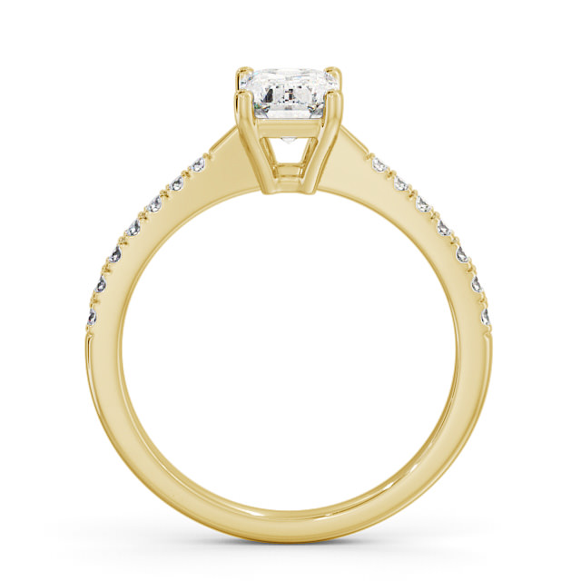 Emerald Diamond Engagement Ring 9K Yellow Gold Solitaire With Side Stones - Witton ENEM25S_YG_UP