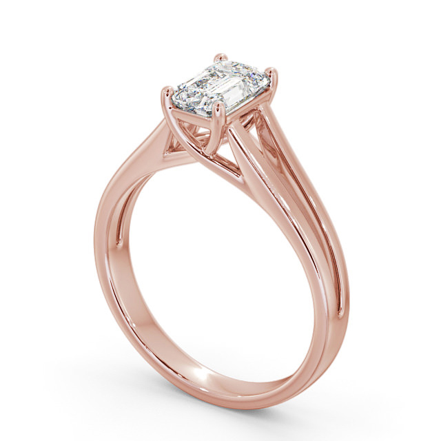 Emerald Diamond Engagement Ring 18K Rose Gold Solitaire - Piranel ENEM26_RG_SIDE