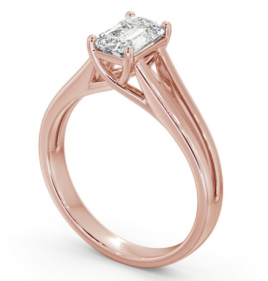 Emerald Diamond Split Band Engagement Ring 18K Rose Gold Solitaire ENEM26_RG_THUMB1