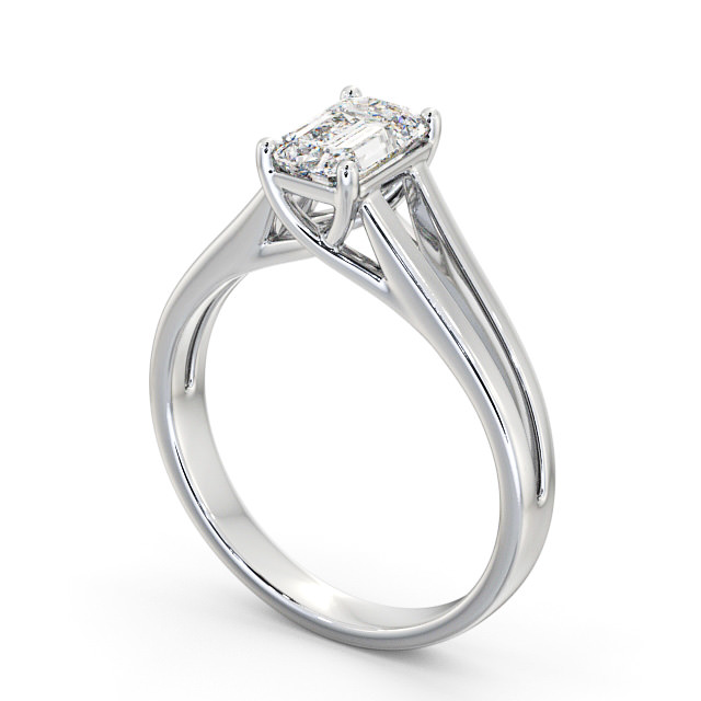 Emerald Diamond Engagement Ring 18K White Gold Solitaire - Piranel ENEM26_WG_SIDE