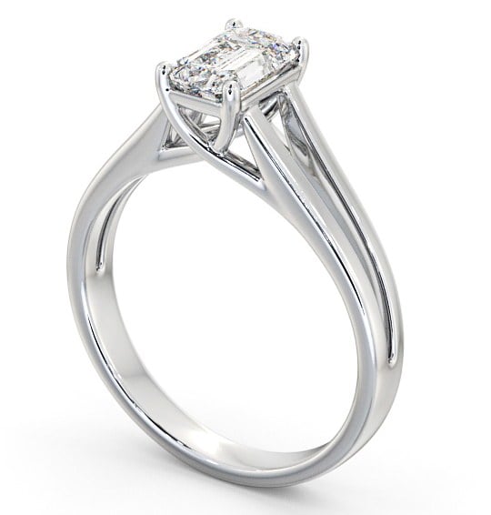 Emerald Diamond Split Band Engagement Ring 18K White Gold Solitaire ENEM26_WG_THUMB1 