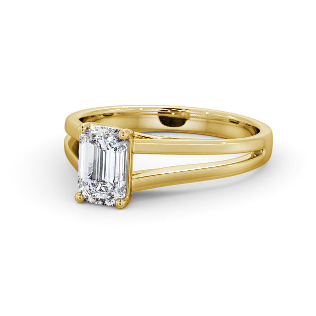 Emerald Diamond Engagement Ring 18K Yellow Gold Solitaire - Piranel ENEM26_YG_FLAT