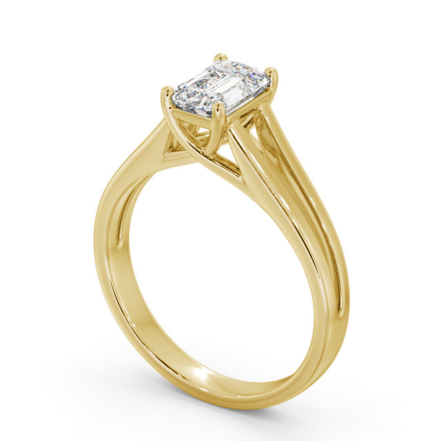 Emerald Diamond Engagement Ring 18K Yellow Gold Solitaire - Piranel ENEM26_YG_SIDE