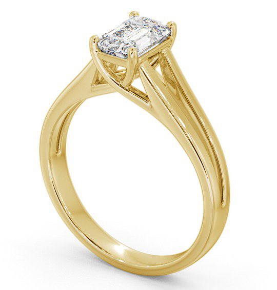Emerald Diamond Split Band Engagement Ring 18K Yellow Gold Solitaire ENEM26_YG_THUMB1