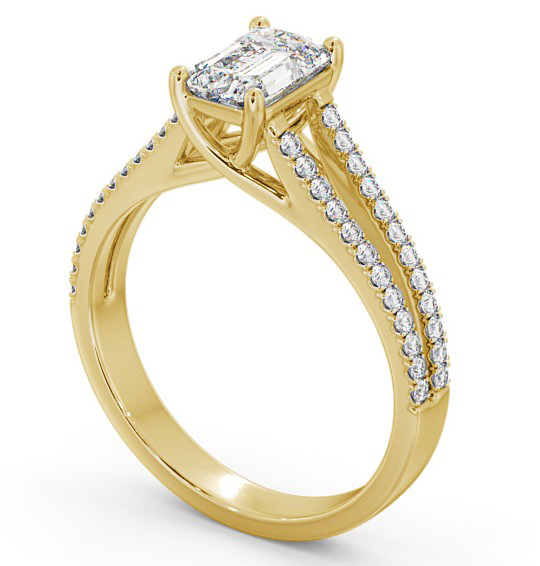  Emerald Diamond Engagement Ring 9K Yellow Gold Solitaire With Side Stones - Sarant ENEM27_YG_THUMB1 