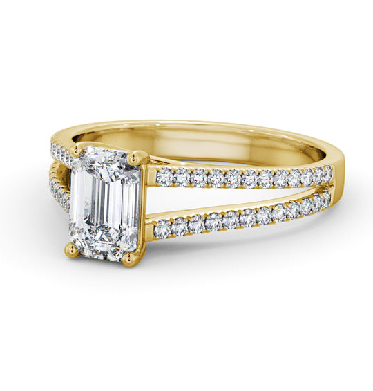 Sarant Emerald Diamond Engagement Ring Split Band ENEM27_YG_THUMB2 