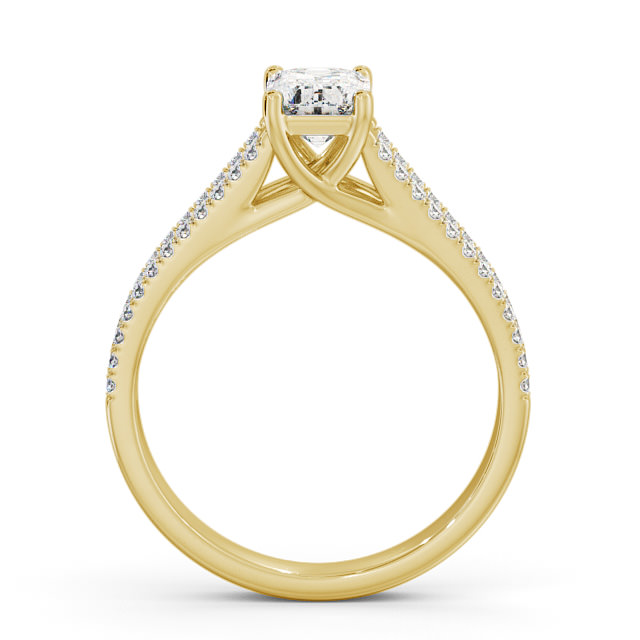 Emerald Diamond Engagement Ring 9K Yellow Gold Solitaire With Side Stones - Sarant ENEM27_YG_UP