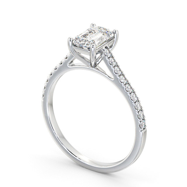 Emerald Diamond Engagement Ring Platinum Solitaire With Side Stones - Vera