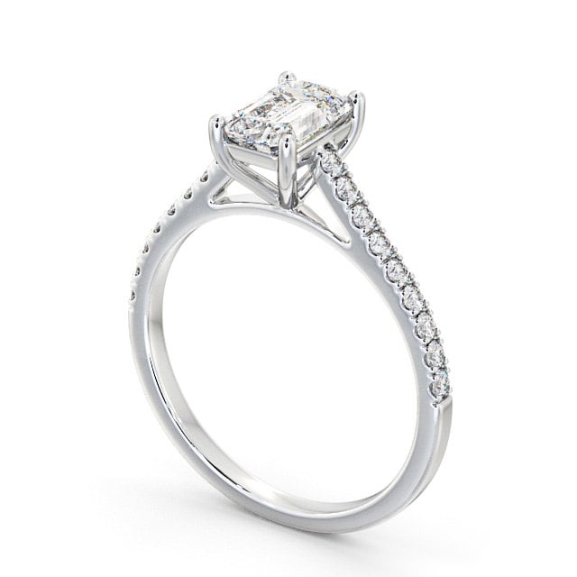 Diamond ring sales emerald side stones