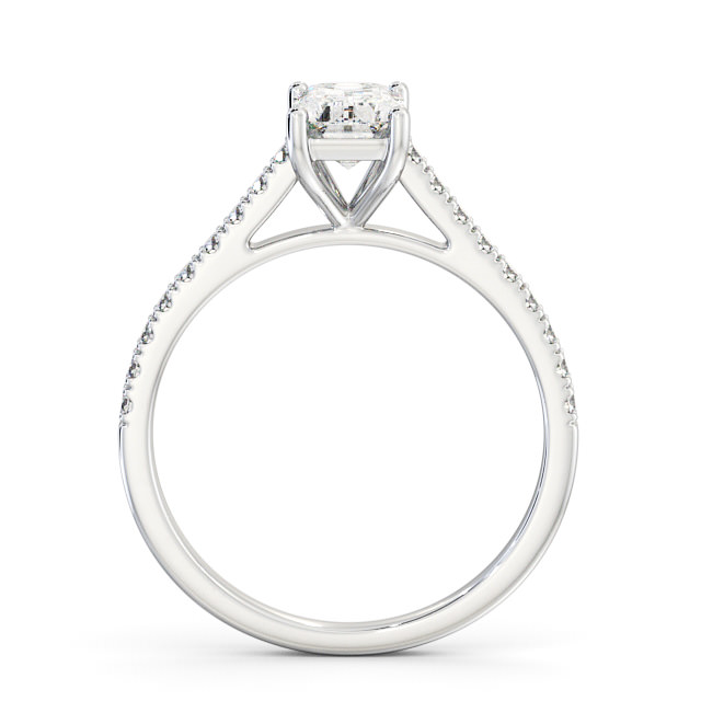 Emerald Diamond Engagement Ring Platinum Solitaire With Side Stones - Vera ENEM28_WG_UP
