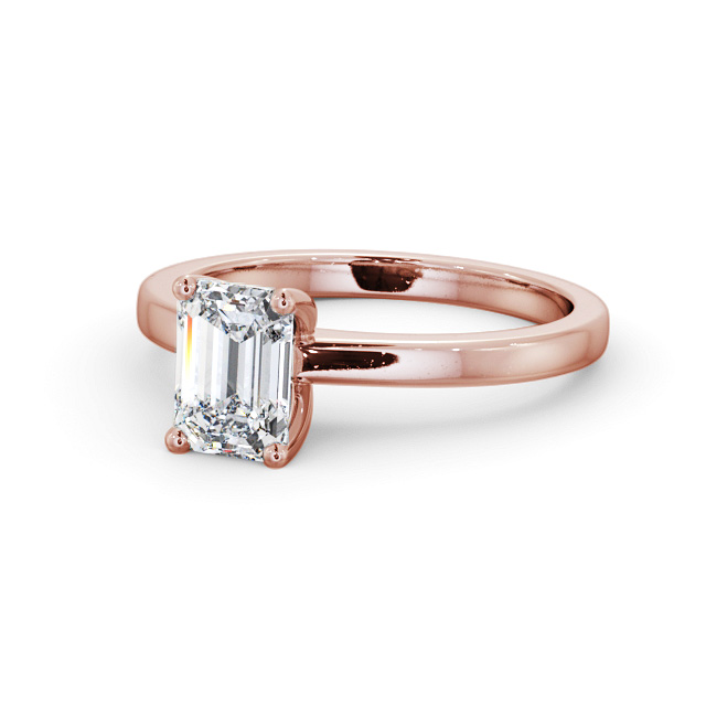 Emerald Diamond Engagement Ring 18K Rose Gold Solitaire - Bugill ENEM29_RG_FLAT