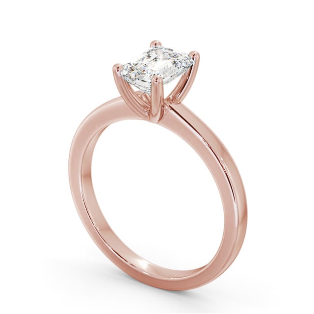 Emerald Diamond Engagement Ring 18K Rose Gold Solitaire - Bugill