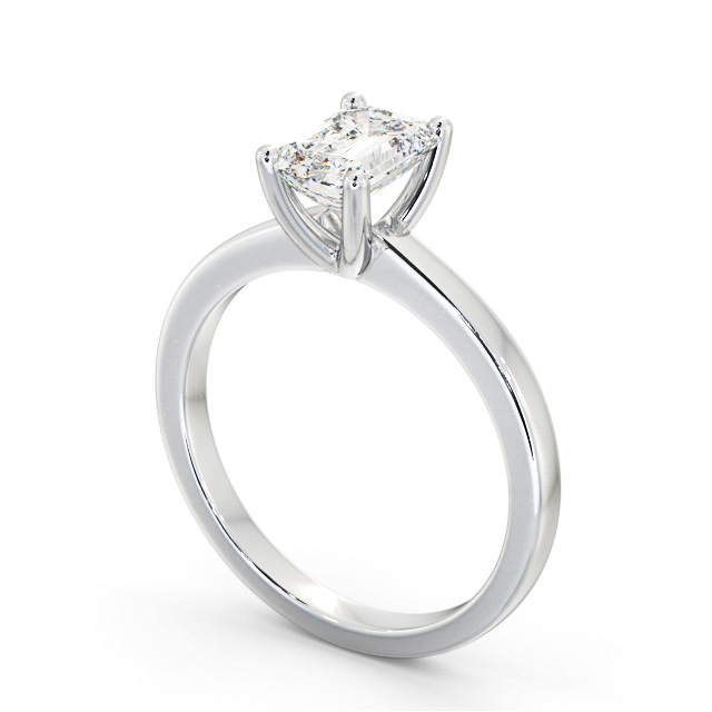 Emerald Diamond Engagement Ring 18K White Gold Solitaire - Bugill ENEM29_WG_SIDE