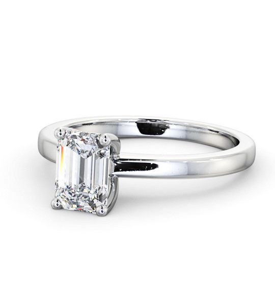 Emerald Diamond Classic 4 Prong Engagement Ring 18K White Gold Solitaire ENEM29_WG_THUMB2 