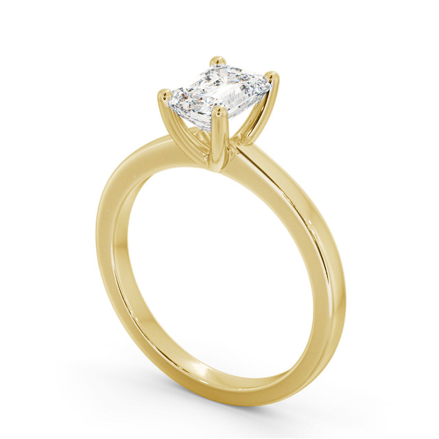 Emerald Diamond Engagement Ring 9K Yellow Gold Solitaire - Bugill