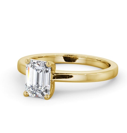 Emerald Diamond Classic 4 Prong Engagement Ring 9K Yellow Gold Solitaire ENEM29_YG_THUMB2 