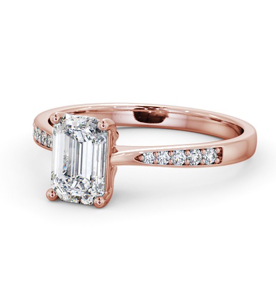  Emerald Diamond Engagement Ring 9K Rose Gold Solitaire With Side Stones - Clemence ENEM29S_RG_THUMB2 