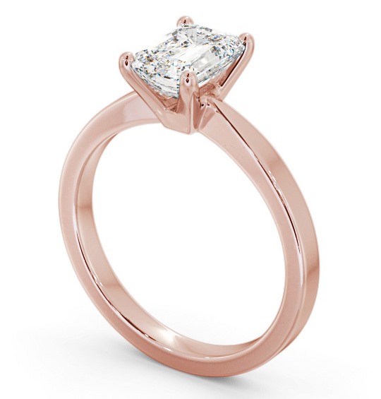 Emerald Diamond Classic 4 Prong Engagement Ring 9K Rose Gold Solitaire ENEM30_RG_THUMB1 