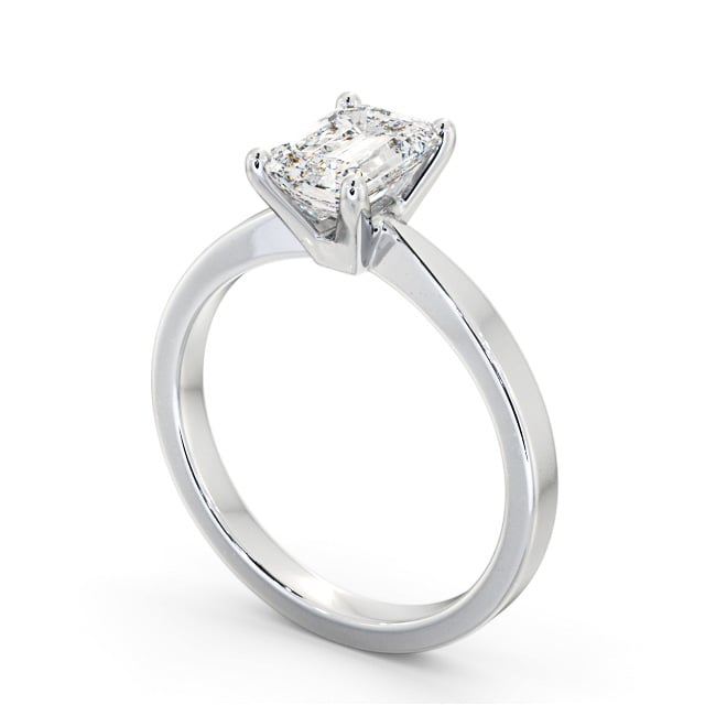 Emerald Diamond Engagement Ring 18K White Gold Solitaire - Salomin ENEM30_WG_SIDE