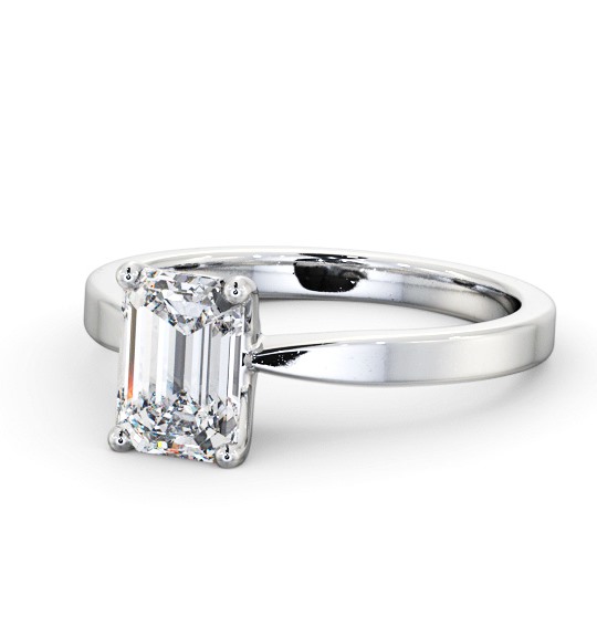  Emerald Diamond Engagement Ring Platinum Solitaire - Salomin ENEM30_WG_THUMB2 
