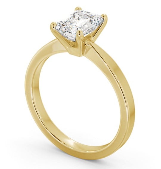 Emerald Diamond Classic 4 Prong Engagement Ring 18K Yellow Gold Solitaire ENEM30_YG_THUMB1 