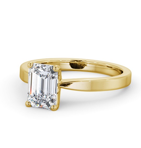 Emerald Diamond Classic 4 Prong Engagement Ring 9K Yellow Gold Solitaire ENEM30_YG_THUMB2 