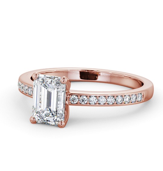  Emerald Diamond Engagement Ring 18K Rose Gold Solitaire With Side Stones - Taplone ENEM30S_RG_THUMB2 