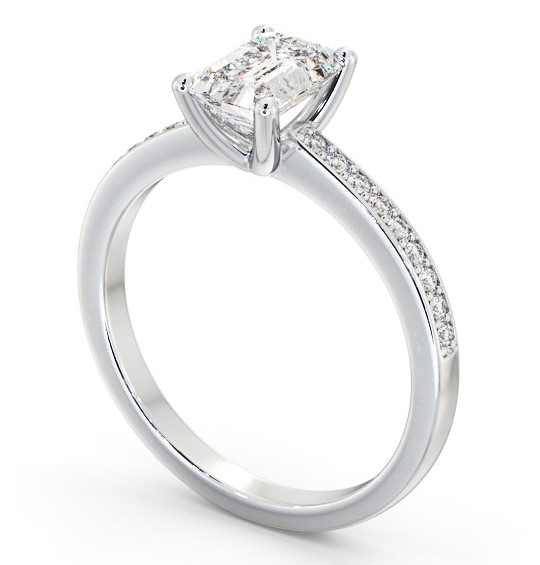 Emerald Diamond Engagement Ring Palladium Solitaire With Side Stones - Taplone ENEM30S_WG_THUMB1