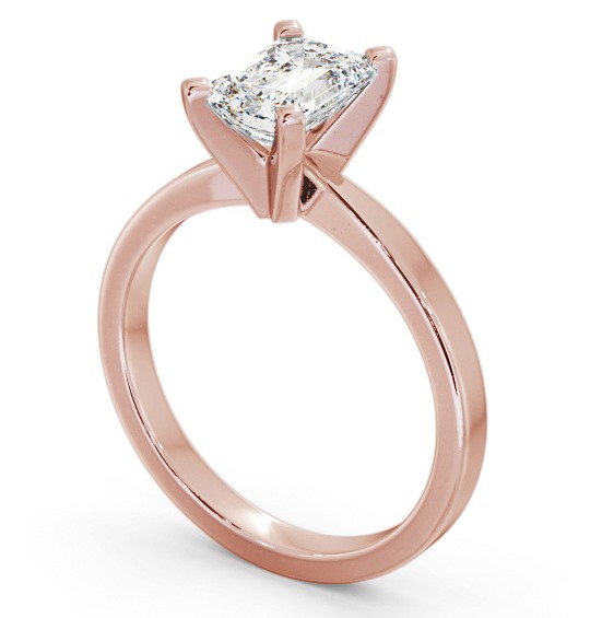 Emerald Diamond Square Prongs Engagement Ring 18K Rose Gold Solitaire ENEM31_RG_THUMB1