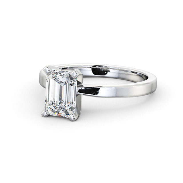 Emerald Diamond Engagement Ring Platinum Solitaire - Campions ENEM31_WG_FLAT