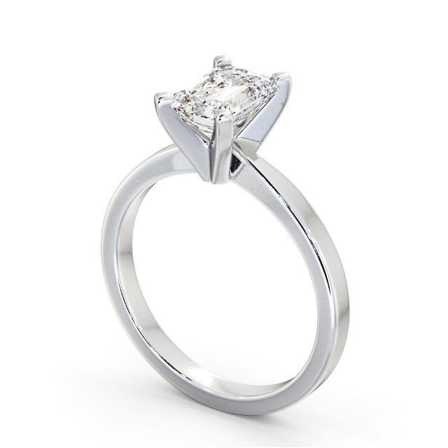 Emerald Diamond Engagement Ring Platinum Solitaire - Campions ENEM31_WG_SIDE