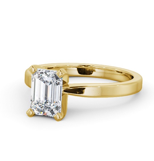 Emerald Diamond Square Prongs Engagement Ring 9K Yellow Gold Solitaire ENEM31_YG_THUMB2 
