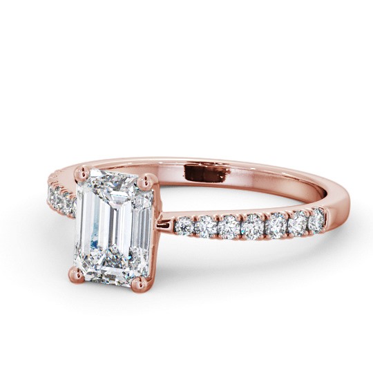  Emerald Diamond Engagement Ring 18K Rose Gold Solitaire With Side Stones - Saxby ENEM31S_RG_THUMB2 