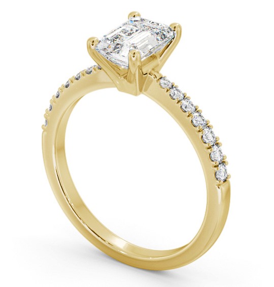  Emerald Diamond Engagement Ring 9K Yellow Gold Solitaire With Side Stones - Saxby ENEM31S_YG_THUMB1 
