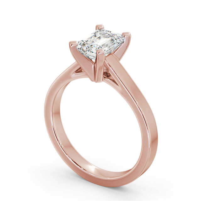 Emerald Diamond Engagement Ring 9K Rose Gold Solitaire - Morar ENEM32_RG_SIDE