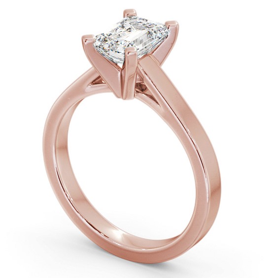 Emerald Diamond Square Prongs Engagement Ring 18K Rose Gold Solitaire ENEM32_RG_THUMB1 