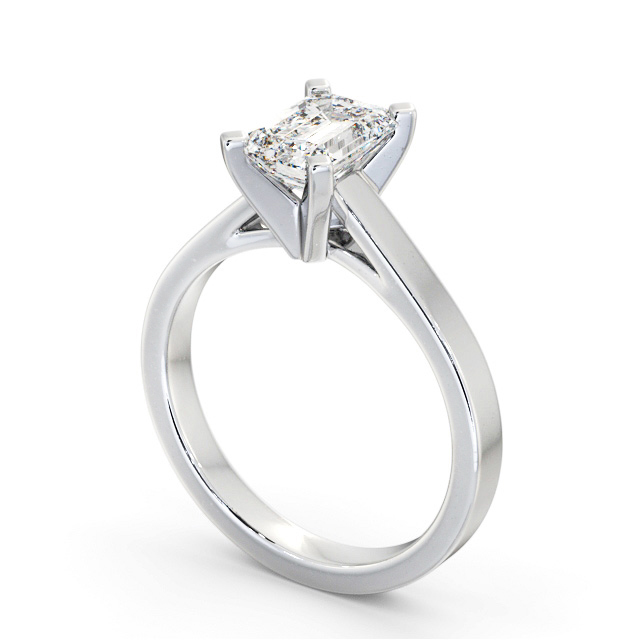 Emerald Diamond Engagement Ring 18K White Gold Solitaire - Morar ENEM32_WG_SIDE