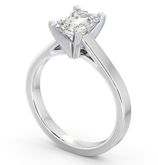  Emerald Diamond Engagement Ring 18K White Gold Solitaire - Morar ENEM32_WG_THUMB1 