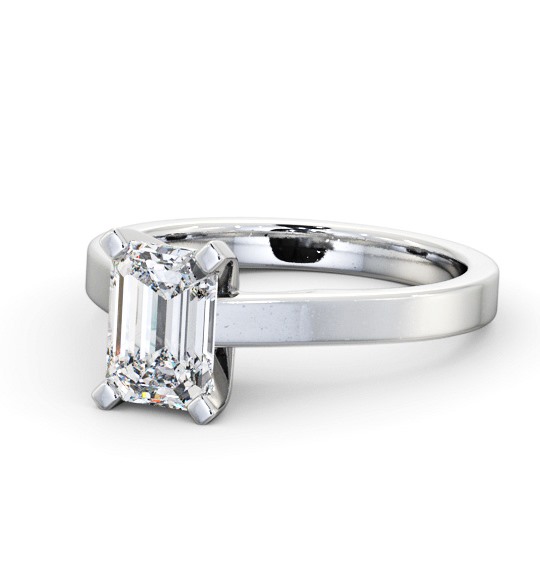  Emerald Diamond Engagement Ring 18K White Gold Solitaire - Morar ENEM32_WG_THUMB2 
