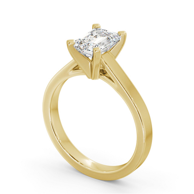Emerald Diamond Engagement Ring 9K Yellow Gold Solitaire - Morar ENEM32_YG_SIDE